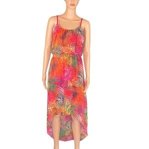 Baileyblue Maxi Slip Dress Resort Core Vacation Ready Tropical High-Low Hem SZ M